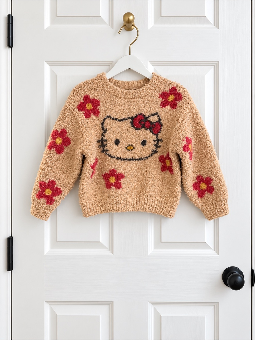 Zara x Hello Kitty Girls Floral Fuzzy Knit Sweater 2T 92